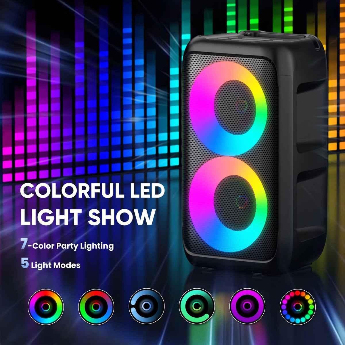 Karaoke Machine, Bluetooth Speaker with 2 Wireless Microphones Adults Kids