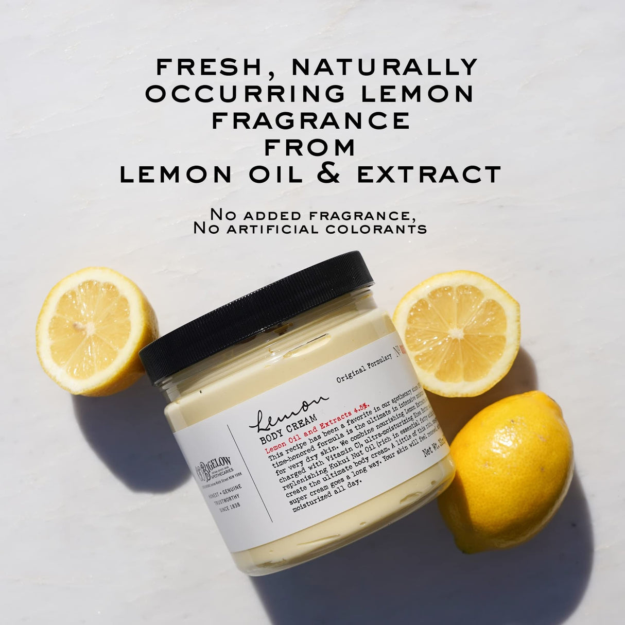 C.O. Bigelow Lemon Body Cream, Moisturizing Body Cream with Shea Butter, Kukui Nut Oil, Lemon Oil and Extracts for Dry Skin, 32 oz.