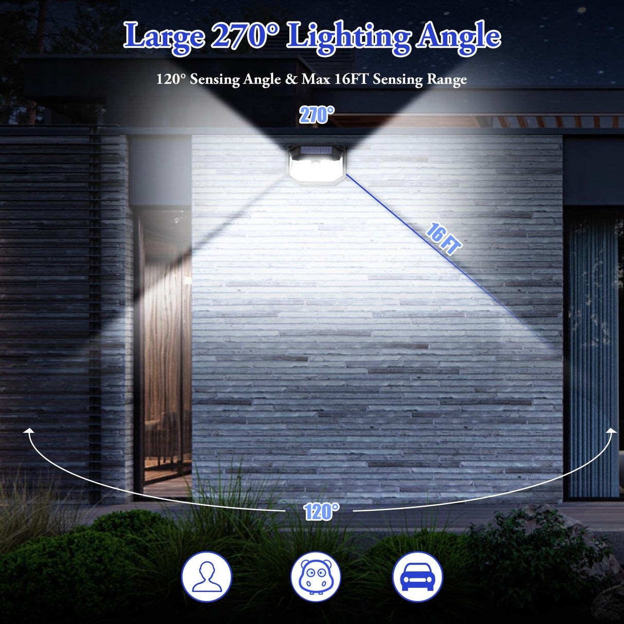 6-Pack Solar Wall Lights Outdoor with 3 Modes & Reflector, Waterproof Bright 178 LEDs Motion Sensor Security Lights, Solar Powered Flood Lights for Patio Garden Yard Porch Garage Front Door