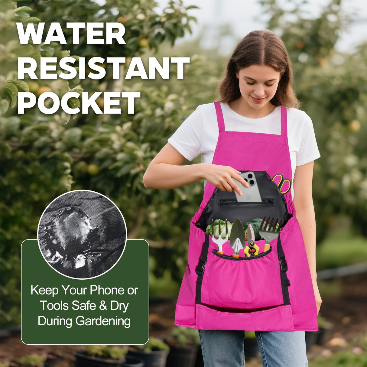Floradrift Gardening Apron,Canvas Garden Apron with Pockets for Women and Men,Harvest Apron with Harvesting Pouch,Gifts for Gardeners,Green