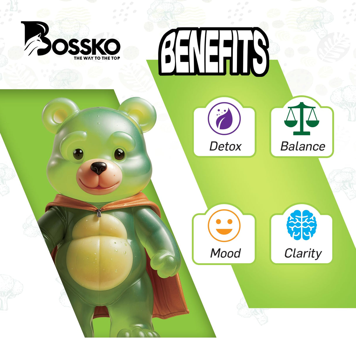 Bossko Sulforaphane Gummies with Omega-3 β Broccoli Sprout Extract, EPA/DHA & Antioxidants β Cellular Health & Mood Support β 90 Vegan Gummies β Mixed Berry Flavors β Sugar-Free