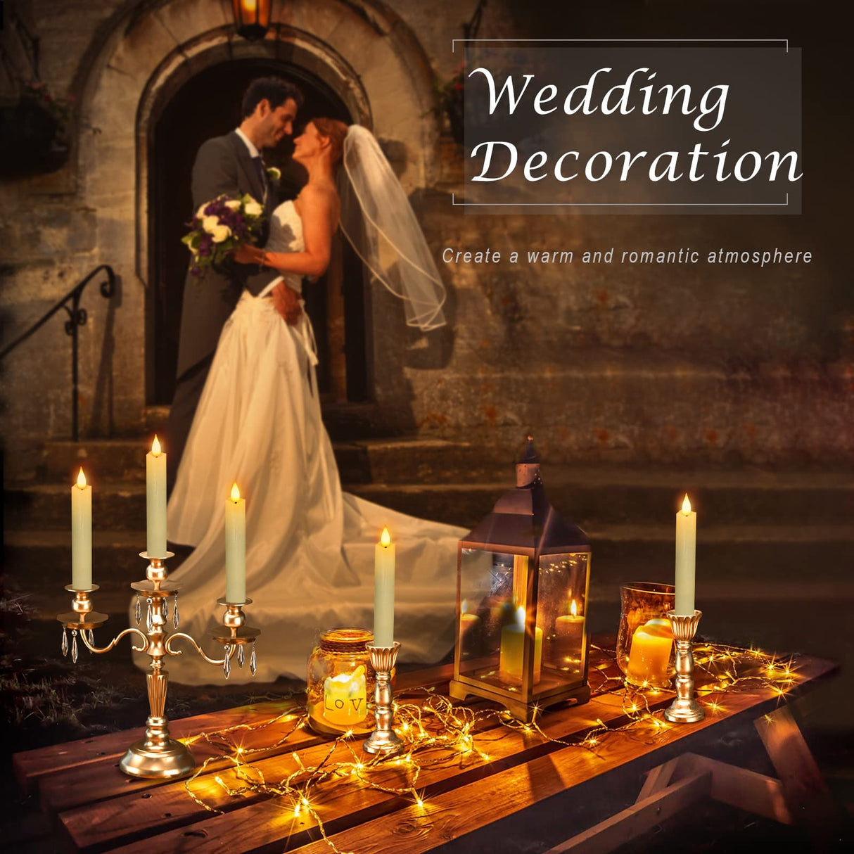 PChero Flameless Flickering Taper Candles with Remote Timer and Dimmer, 6.4 Inch Real Wax Ivory LED Candlesticks Battery Operated for Halloween Christmas Home Wedding Decor