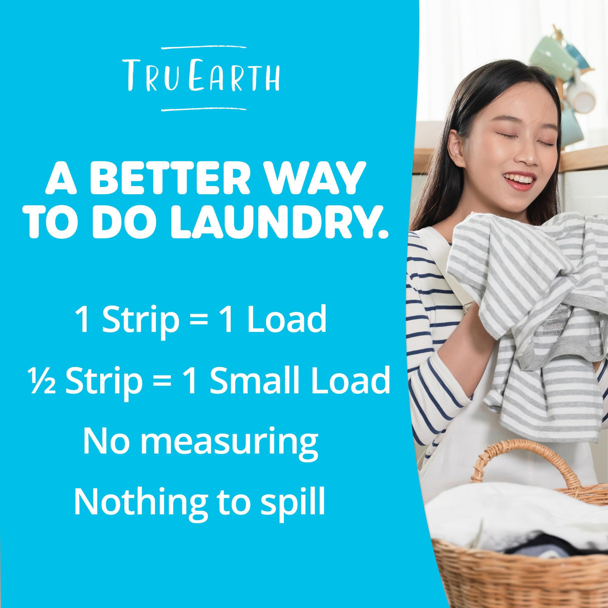 Tru Earth Compact Dry Laundry Detergent Sheets, Bulk, up to 768 Loads (384 Count) - Paraben-Free - Original Eco-Strip Liquidless Detergent, Travel Sheets - Fresh Linen