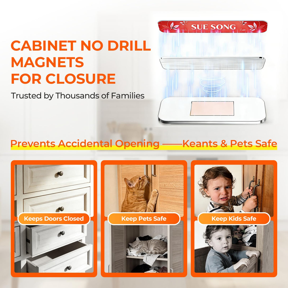 SUESONG 12 Pack Magnetic Cabinet Door Catch, Cabinet Magnets for Closure