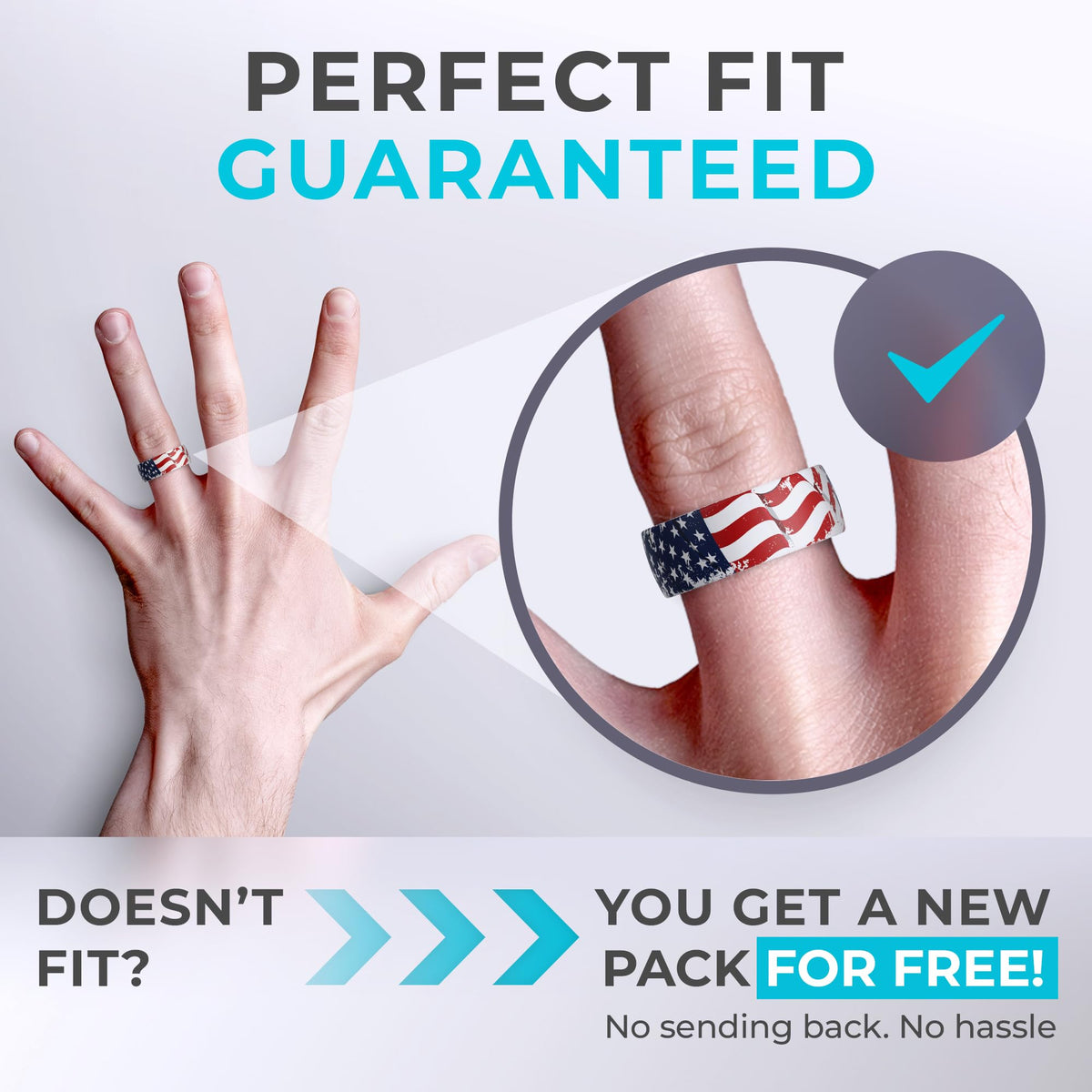 ThunderFit Silicone Wedding Rings for Men, Breathable Printed Design Rubber Engagement Bands 8mm Wide 2mm Thick (US Flag 2 - Size 9-9.5 (19.30mm))
