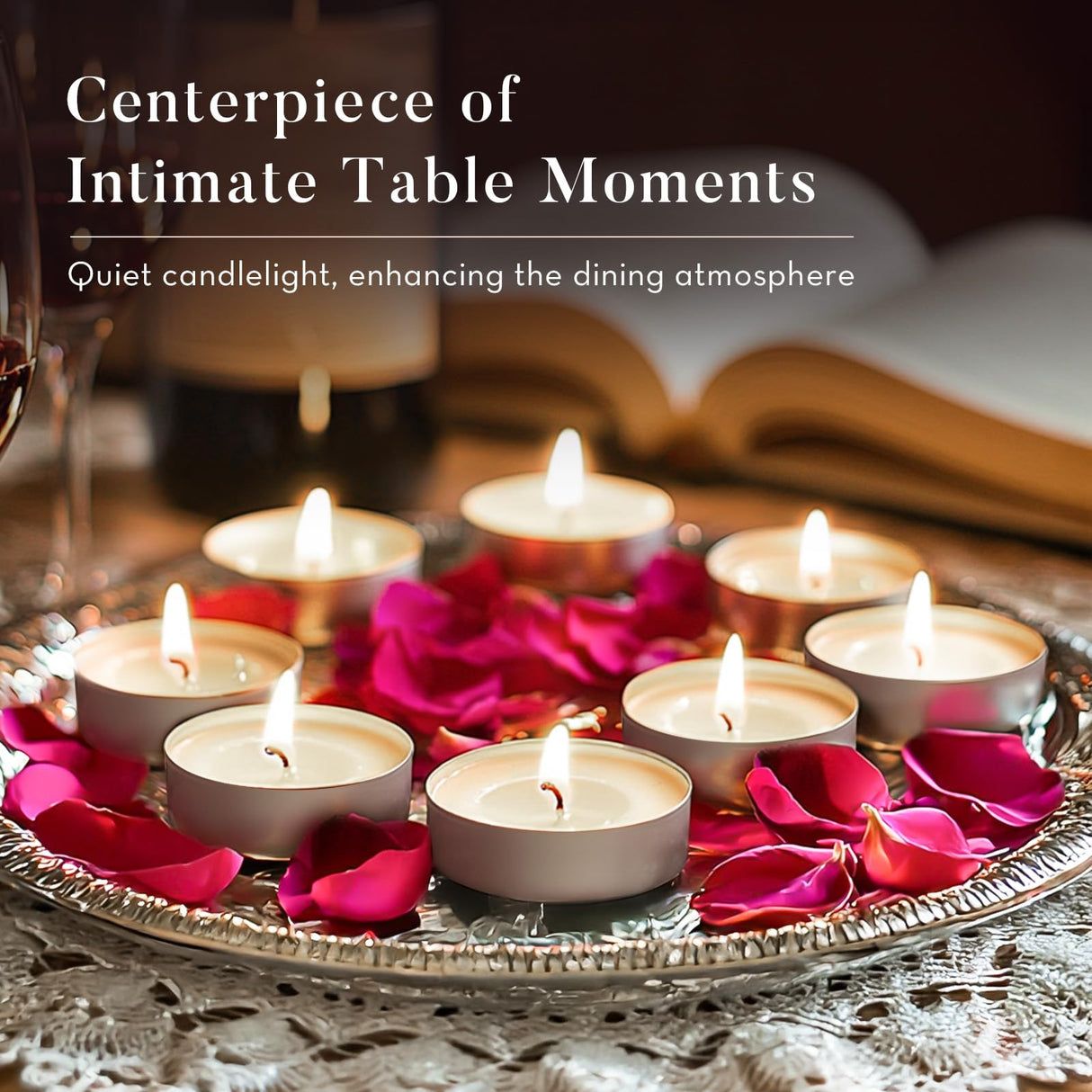 Ashlux Unscented Palm Tea Lights Candles 100 Pack Bulk, 4.5 Hours Long Burning White Tea Lights,Non-Paraffin, Smokeless, Mini Tealight Votive Candles for Wedding, Christmas Lights, Party, Christmas