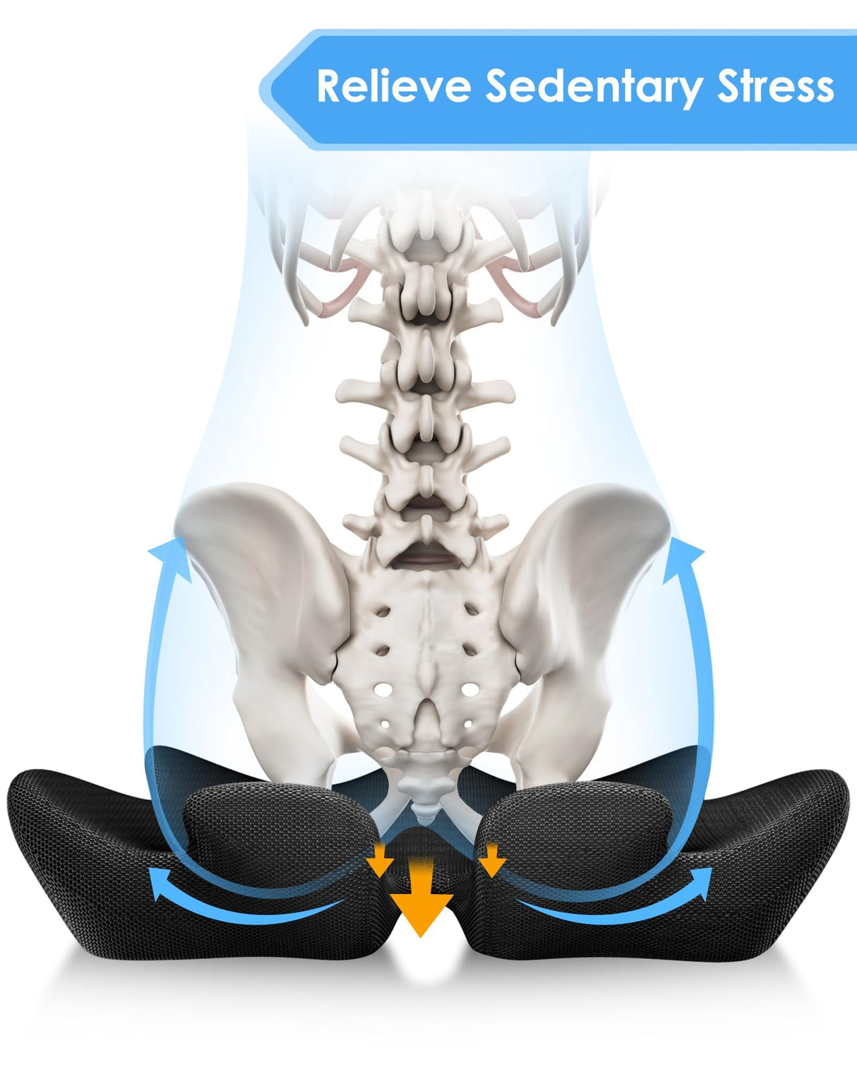 Extra Large Memory Foam Seat Cushion Thick for Long Sitting Office Chair Pressure Relief Tailbone Pain Relief Height Adjustable with Retaining Strap for Office, Gaming Chair, Car, Wheelchair