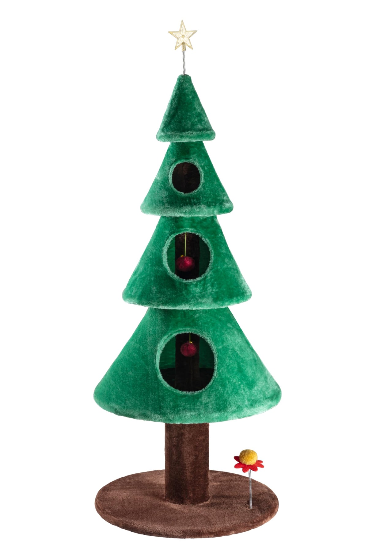 Allewie 63 Inches Cat Tree for Indoor Kitty/Tower with 3 Condos/ 5ft Christmas Tree Party Decoration/Activity Center Play House and Beds/Green