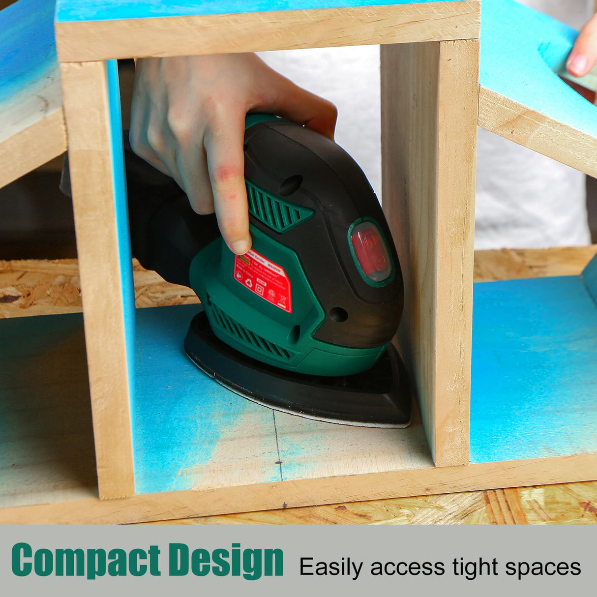 HYCHIKA Detail Sander, 14,000 OPM Compact Electric Sander Tool with 12 Pcs Sandpapers,Efficiency Dust Collection System,Suitable for Tight Spaces Sanding,Polishing,Removing Paint in Home Decoration