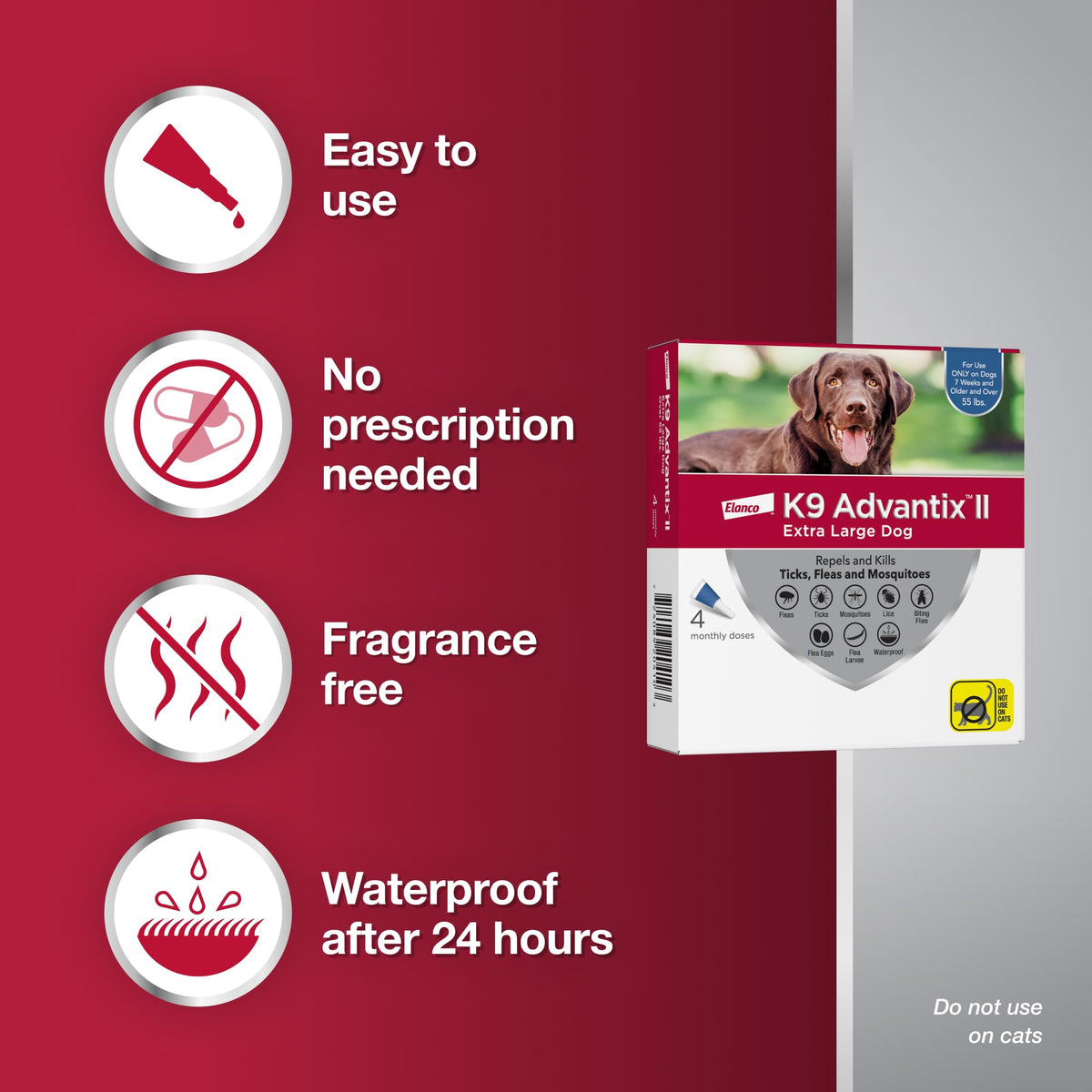 K9 Advantix II XL Dog Vet-Recommended Flea, Tick & Mosquito Treatment & Prevention | Dogs Over 55 lbs. | 2-Mo Supply