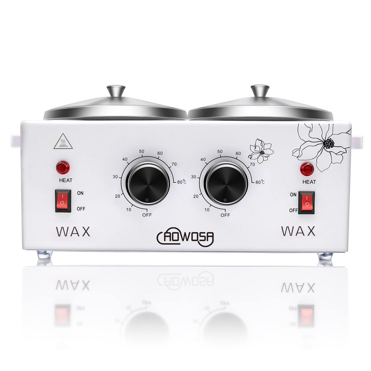 Double Wax Warmer Professional Electric Heater Machine for Hair Removal, Dual Pot Paraffin Facial Skin Body SPA Salon Equipment With Adjustable Temperature Set