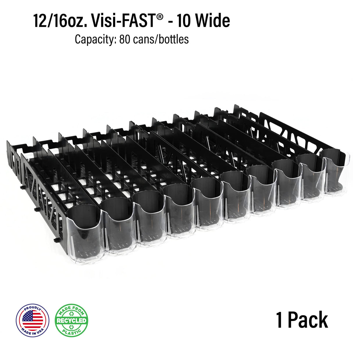 Display Technologies Visi-FAST Spring Push Drink Dispenser, Refrigerator Organizers and Storage for 12/16 oz Beverages, Bottles, and Cans, Drink Dispenser for Fridge, Commercial and Home, (Pack of 1)