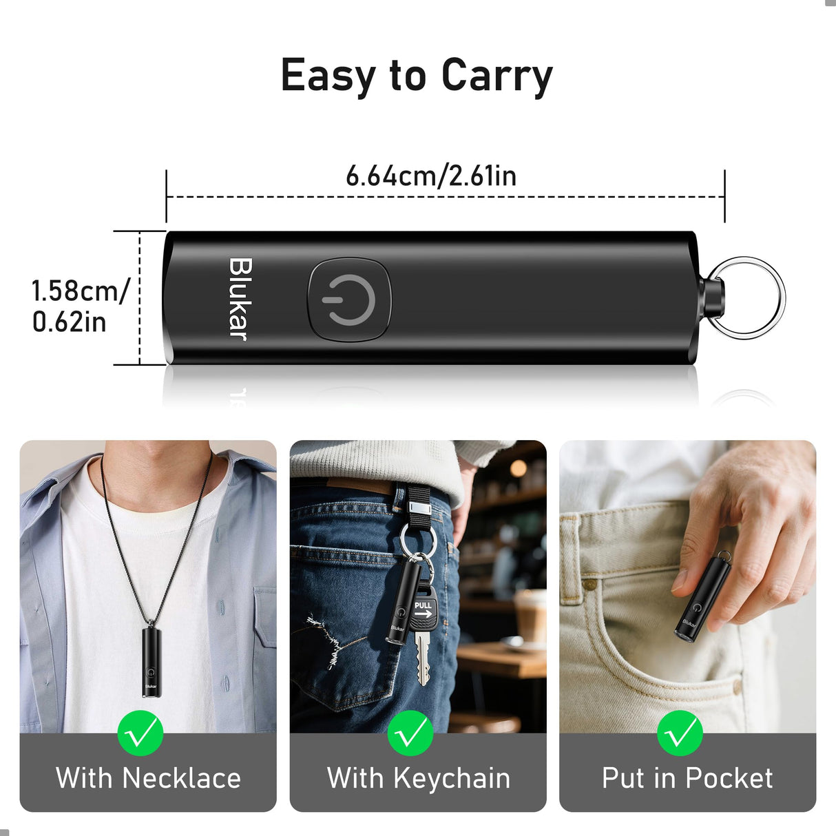 Blukar 2 Pack Rechargeable EDC Flashlight, 360L Mini Keychain Flash Light with 3 Lighting Modes, Memory Function, Waterproof, Compact and Portable Pocket Light for Everyday Carry, Emergency, Camping