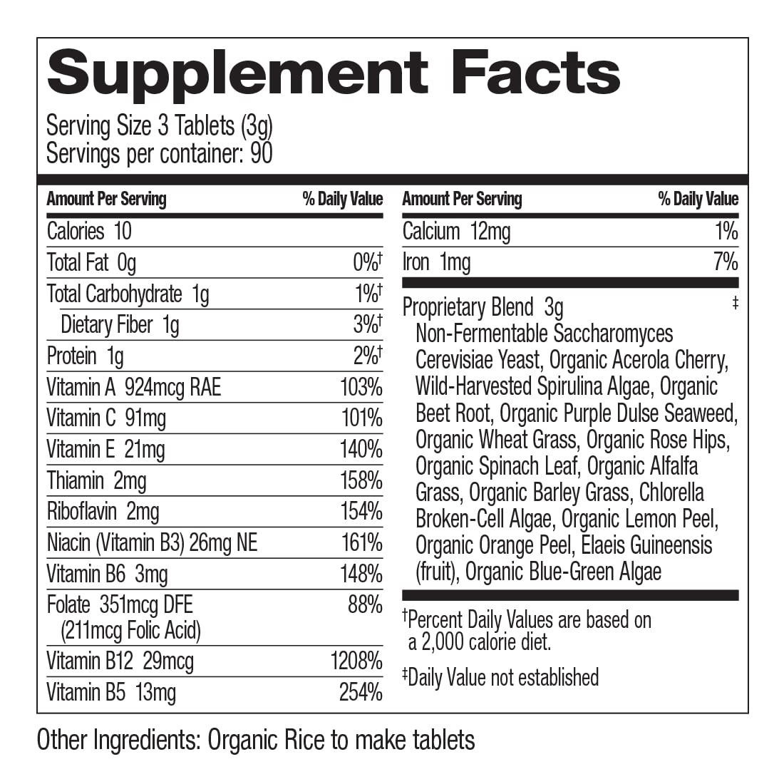 Dr. Schulze's Superfood 100 | Vitamin & Mineral Herbal Concentrate | Dietary Supplement | Daily Nutrition & Increased Energy | Gluten-Free & Non-GMO | Vegan & Organic | 270 Tabs