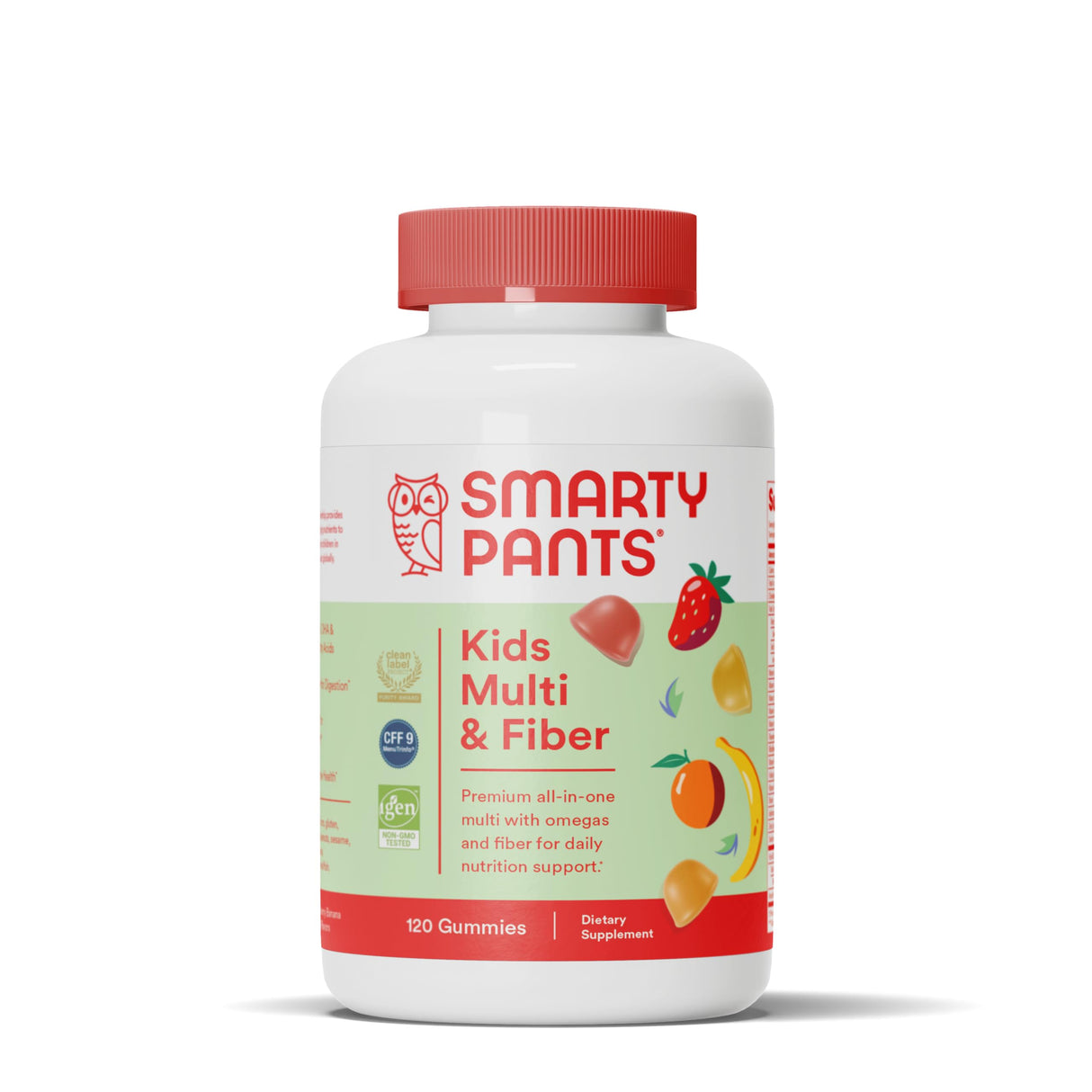 SmartyPants Kids Multivitamin Gummies and Fiber Supplement: Vitamin D3, C, Vitamin B12, B6, A, Zinc, Biotin, Inositol, Fiber Gummies, Three Fruit Flavors, 120 Count (30 Day Supply)