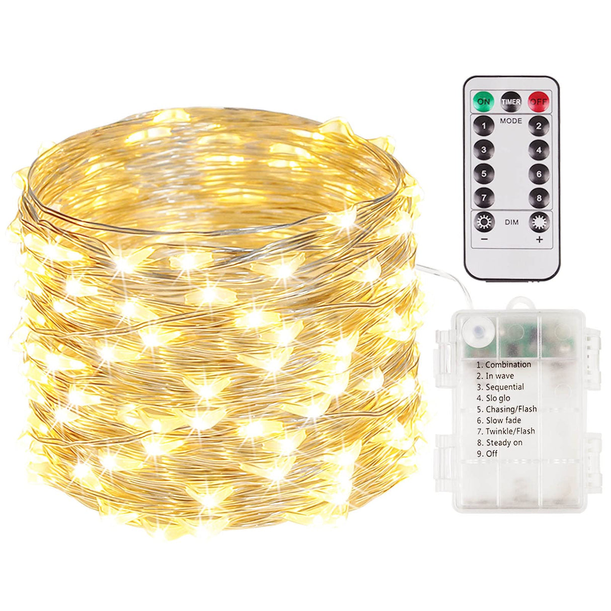 4 Pack 100 LED Fairy Lights Battery Operated with Remote, 33FT Waterproof Twinkle Lights with Timer & 8 Modes, Fairy String Lights Outdoor Indoor for Bedroom St Patrick's Day Decor (Green)