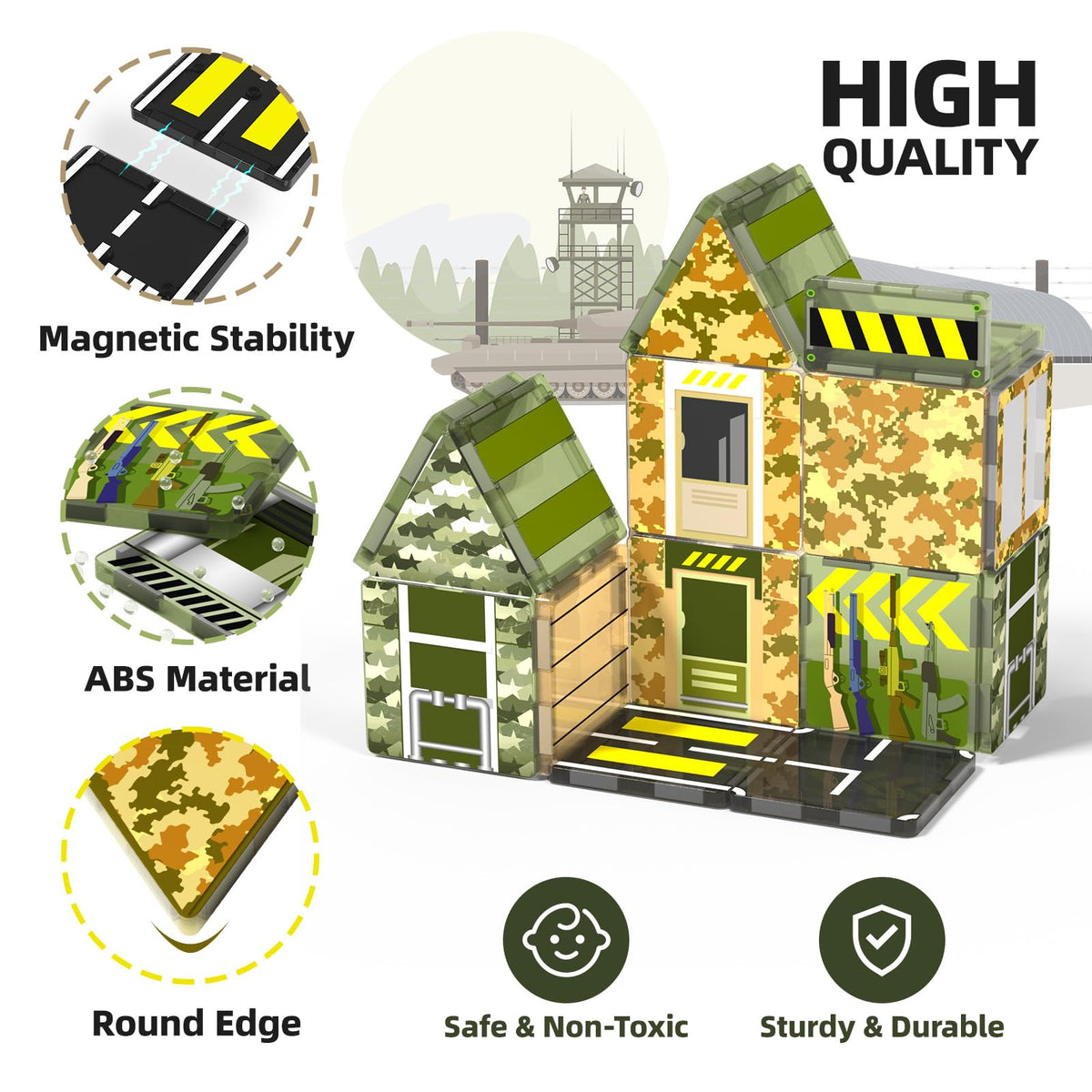 GobiDex Magnetic Tiles Army Toys Building Set for Kids Ages 3+