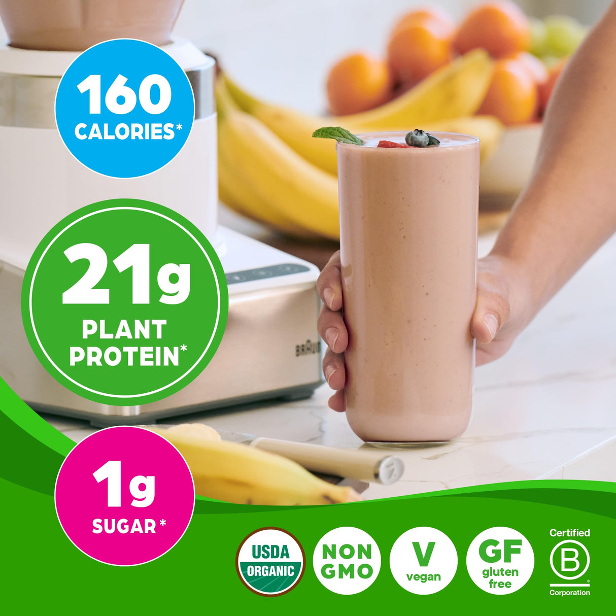 Orgain Organic Vegan Protein Powder + 50 Superfoods, Creamy Chocolate Fudge - 21g Plant Based Protein, Gluten Free, Dairy Free, Lactose Free, Soy Free, No Sugar Added, Kosher, B Vitamins - 2.02lb