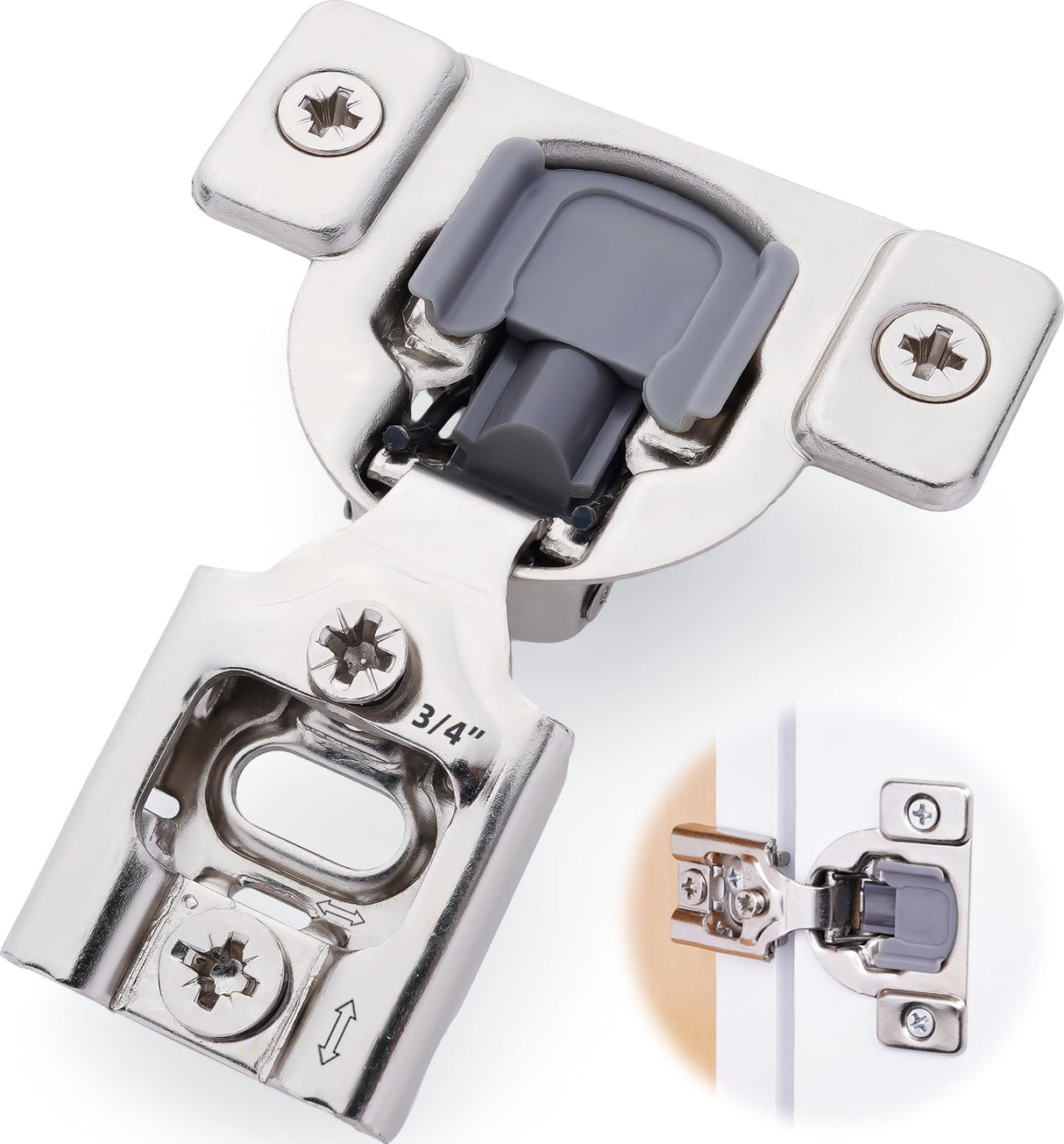 Decobasics 60 Pack Soft Close Cabinet Hinges – 7/16" Overlay for Kitchen Cabinet Doors, Face Frame Concealed Hidden Hinges – Stainless Steel, Self-Closing with 3-Way Adjustment & Slow Close Damper