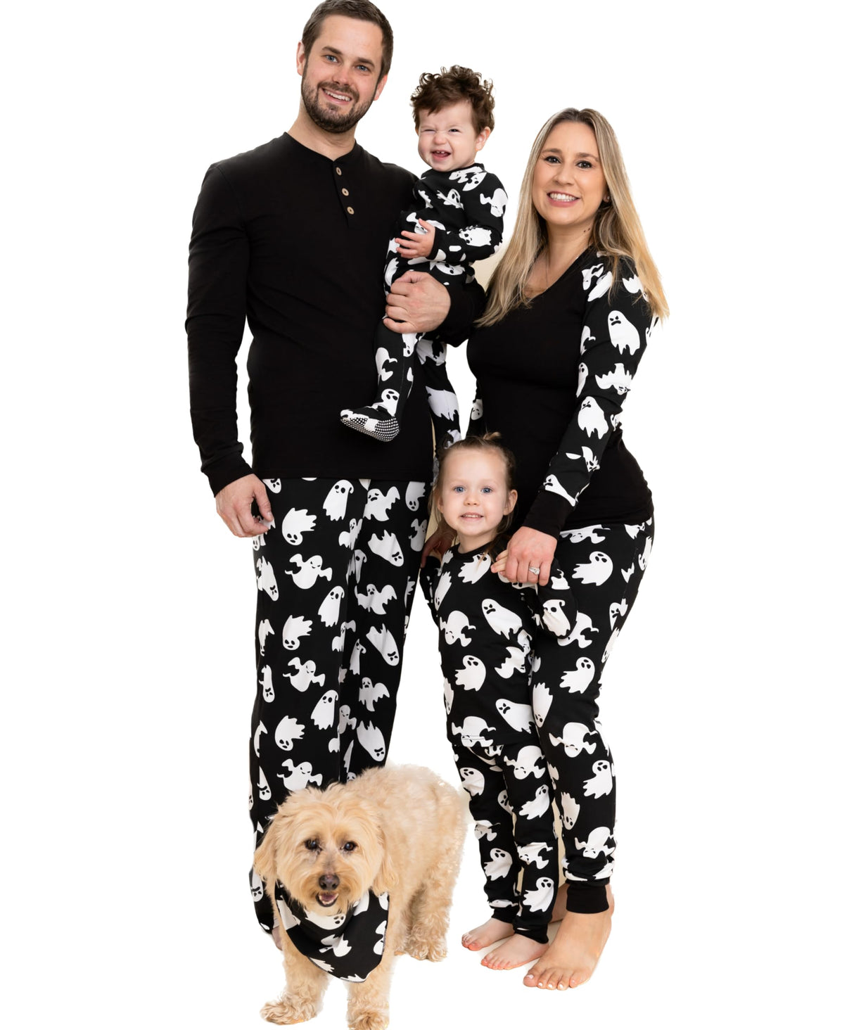 Owlivia Christmas Halloween Pajamas For Family, Organic Cotton Holiday Pjs Matching Sets(2-Piece Women Pjs, Medium, Halloween Ghosts)