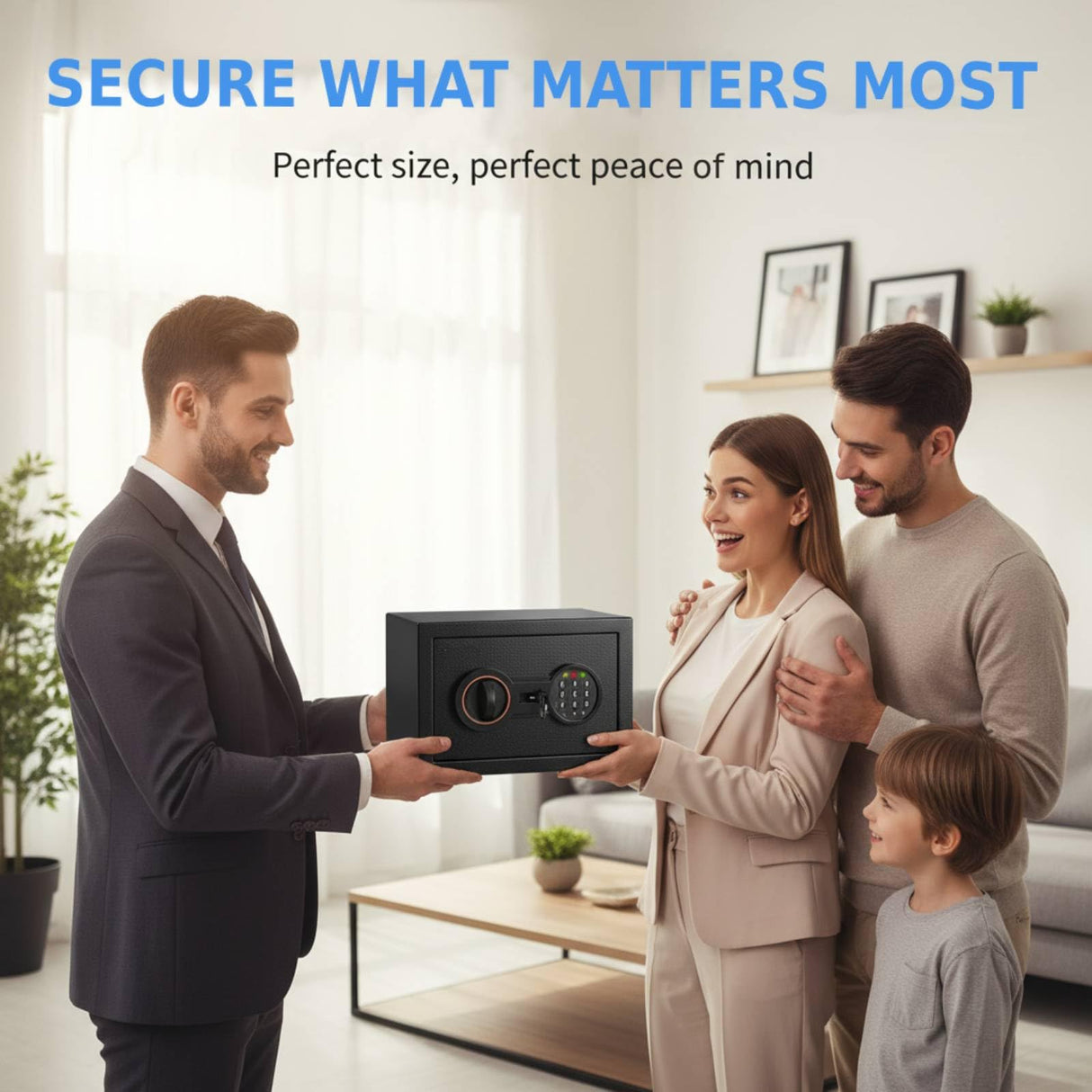 Small Safe for Home, 6.69"H Safe Box with Fireproof Waterproof Bag for College Dorm Room, Money Safe with Alarm System, Sensor LED Light, Wall/Floor Mountable, Hidden Safes for Cash, Jewelry, Medicine