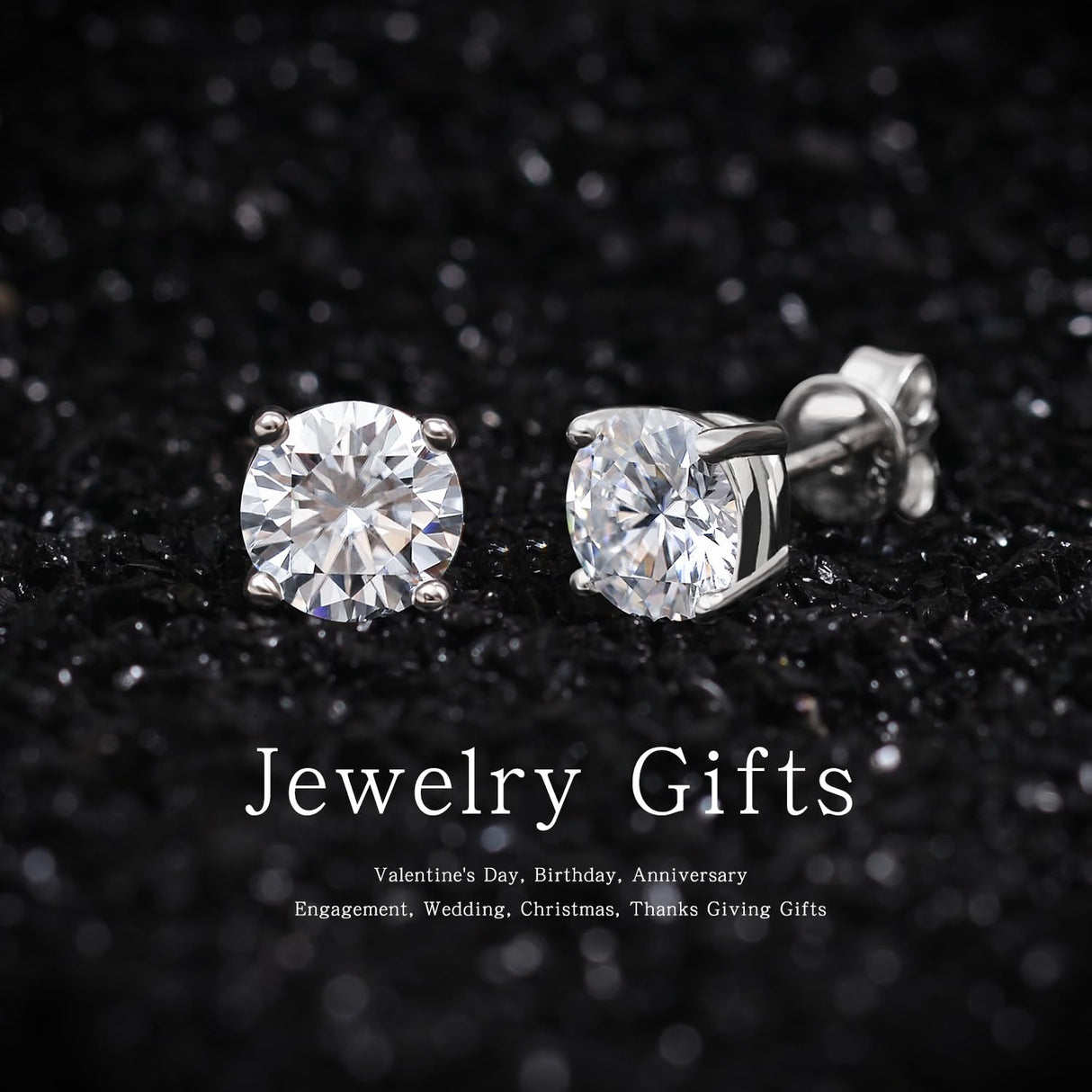 Mossanite stud earrings GRA 925 sterling silver(5mmSilver)