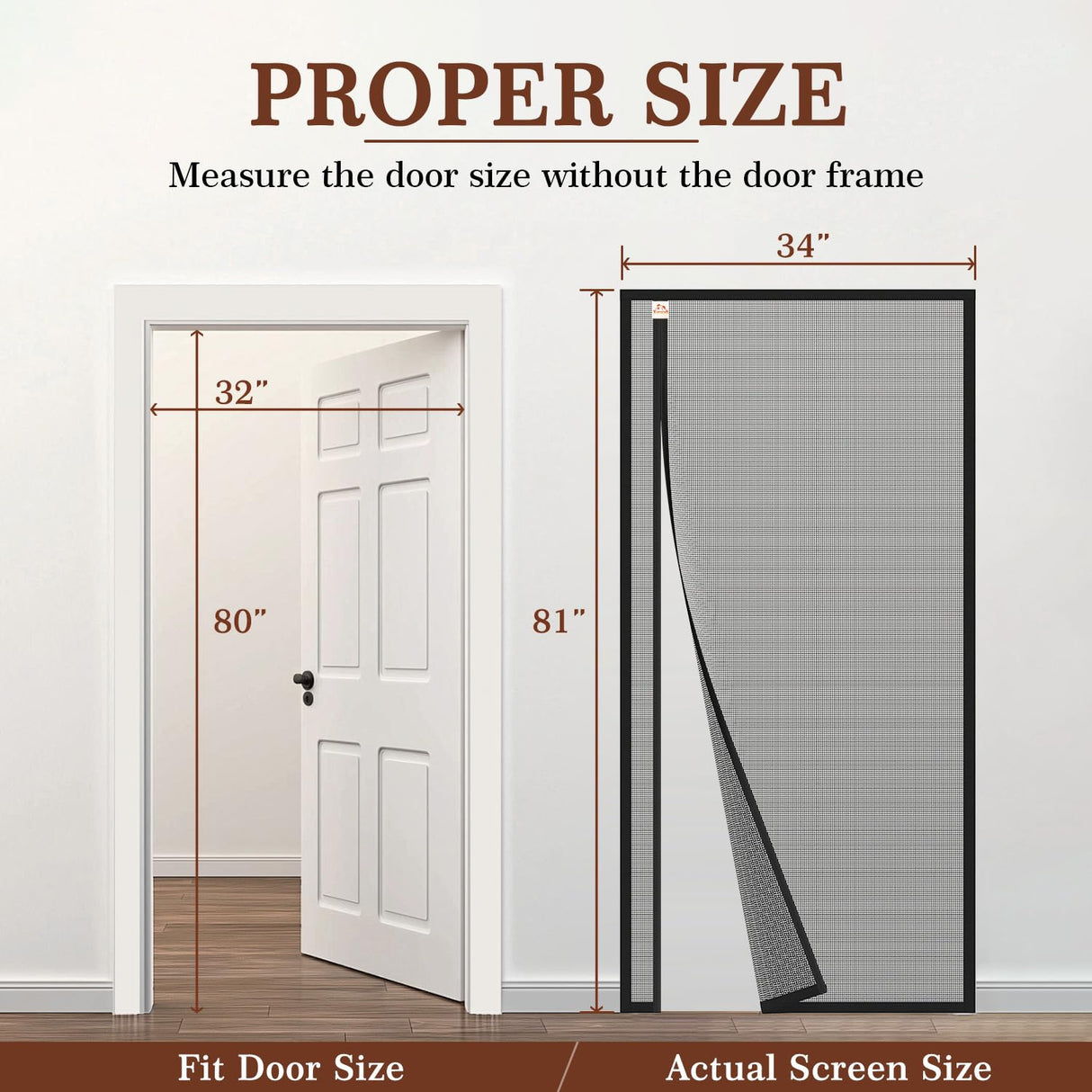 Yotache Reversible Left/Right Opening Magnetic Screen Door Fits Door Size 32"x80", Screen Size 34"x81", Removable Upgraded Polyester Screen Mesh with Strong Magnets for Front/Back Patio Door, Black