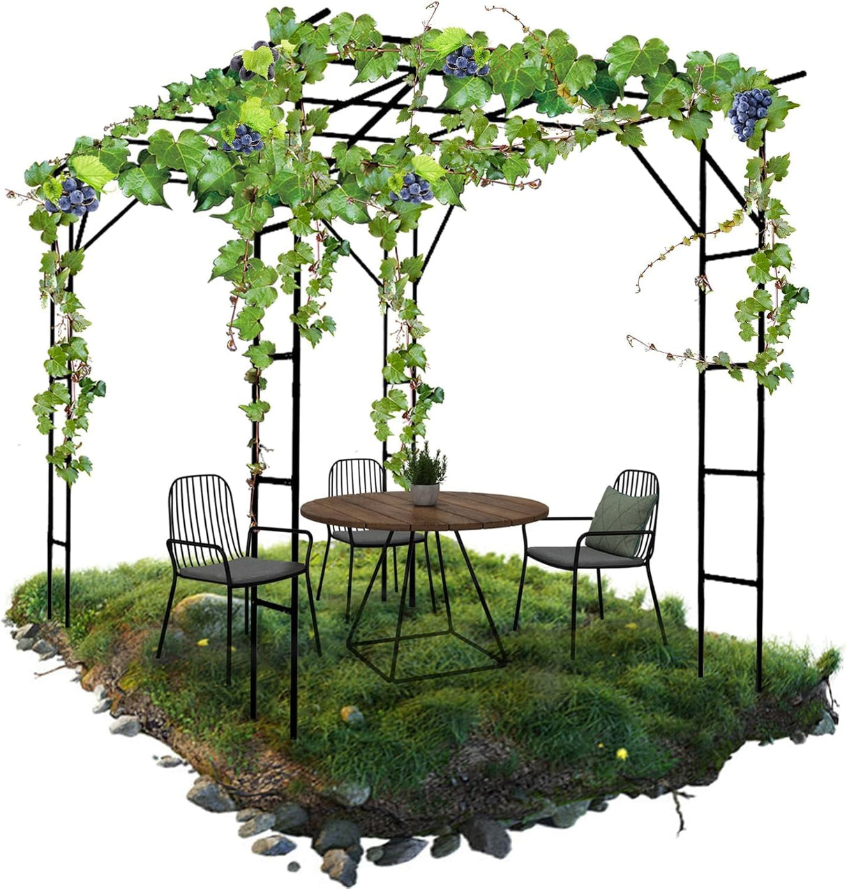 Grape Vine Trellis - Cucumber Trellis Size: 112.8 * 96 * 80.4 inches - Large Outdoor Garden Arch Trellis, Used for Outdoor Climbing of Plants, Courtyard and Garden Decoration (Leg spacing 97")