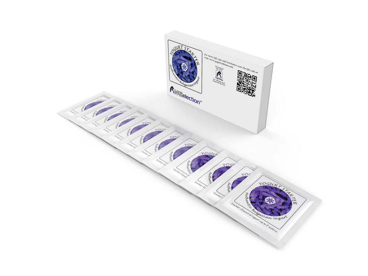 Yogurt Starter Cultures - Pack of 12 Freeze-dried Culture Sachets for Authentic Bulgarian Yogurt (12)