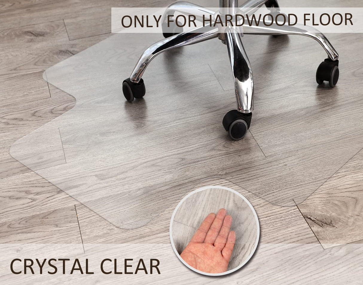 Office Chair Mat for Hardwood Floor, 48”x 36” Clear Floor Protector Mat for Office Chair, Vinyl Desk Chair Mat for Hard Floors, Easy Glide for Chairs
