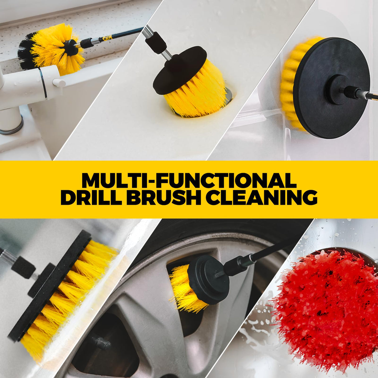 Holikme 22Pack Drill Brush Attachments Set, Scrub Pads & Sponge, Buffing Pads, Power Scrubber Brush, Car Polishing Pad Kit,Wax Applicator Pad,Car Cleaning Kit,Cleaning Supplies,Masonry Brushes,White