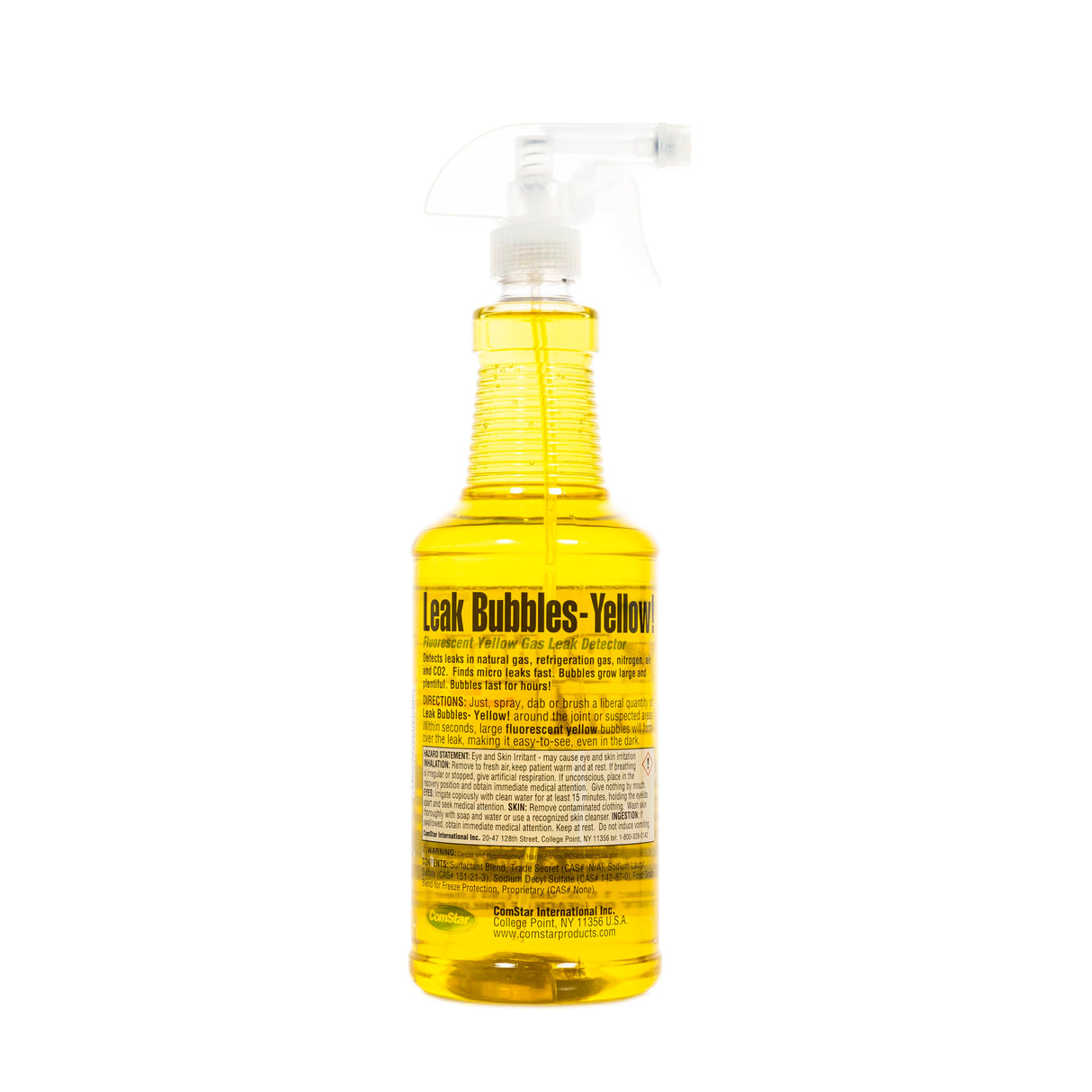 ComStar Leak Bubbles Yellow, 1 Quart Spray, Professional Gas Leak Detector Spray - Detects Micro Leaks in HVAC, Tires, Propane, Natural Gas & Nitrogen - Non-Corrosive & Non-Freezing Formula, (90-204)