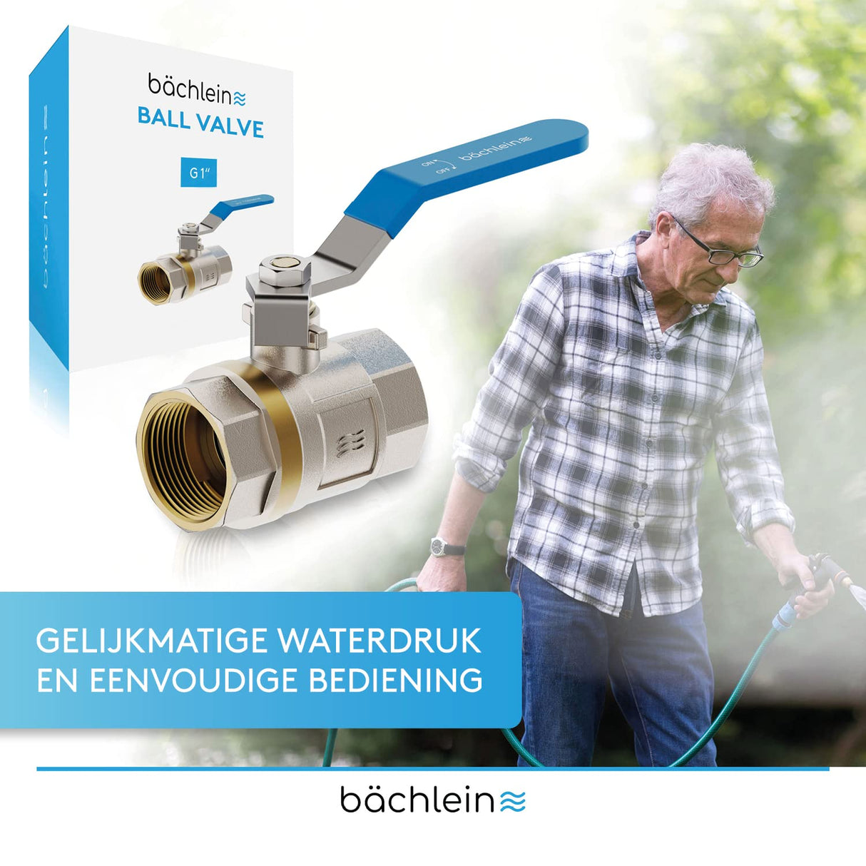 Bächlein Universal Ball Valve - Brass Ball Valve with Lever Handle and 1 Inch Female Thread on Both Sides - Full Bore Shut-Off Valve