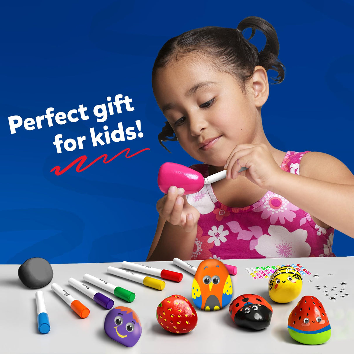 Skillmatics Rock Painting Kit - Mess-Free Art & Craft Activity for Girls & Boys, Craft Kits & Supplies, DIY Creative Activity, Christmas Gifts for Kids Ages 4, 5, 6, 7, 8, 9, 10, 11,12