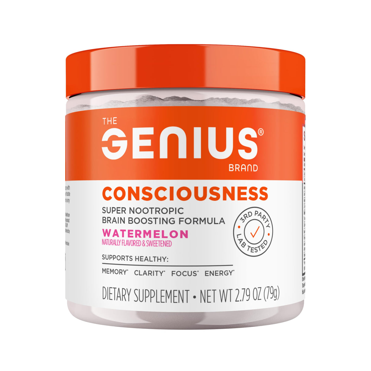 Genius Consciousness - Premium Nootropic Powder for Focus, Memory & Mental Clarity - AlphaSize, NeuroFactor, Lion’s Mane & Dynamine - Natural Brain Booster for Studying, Work & Creativity – Watermelon