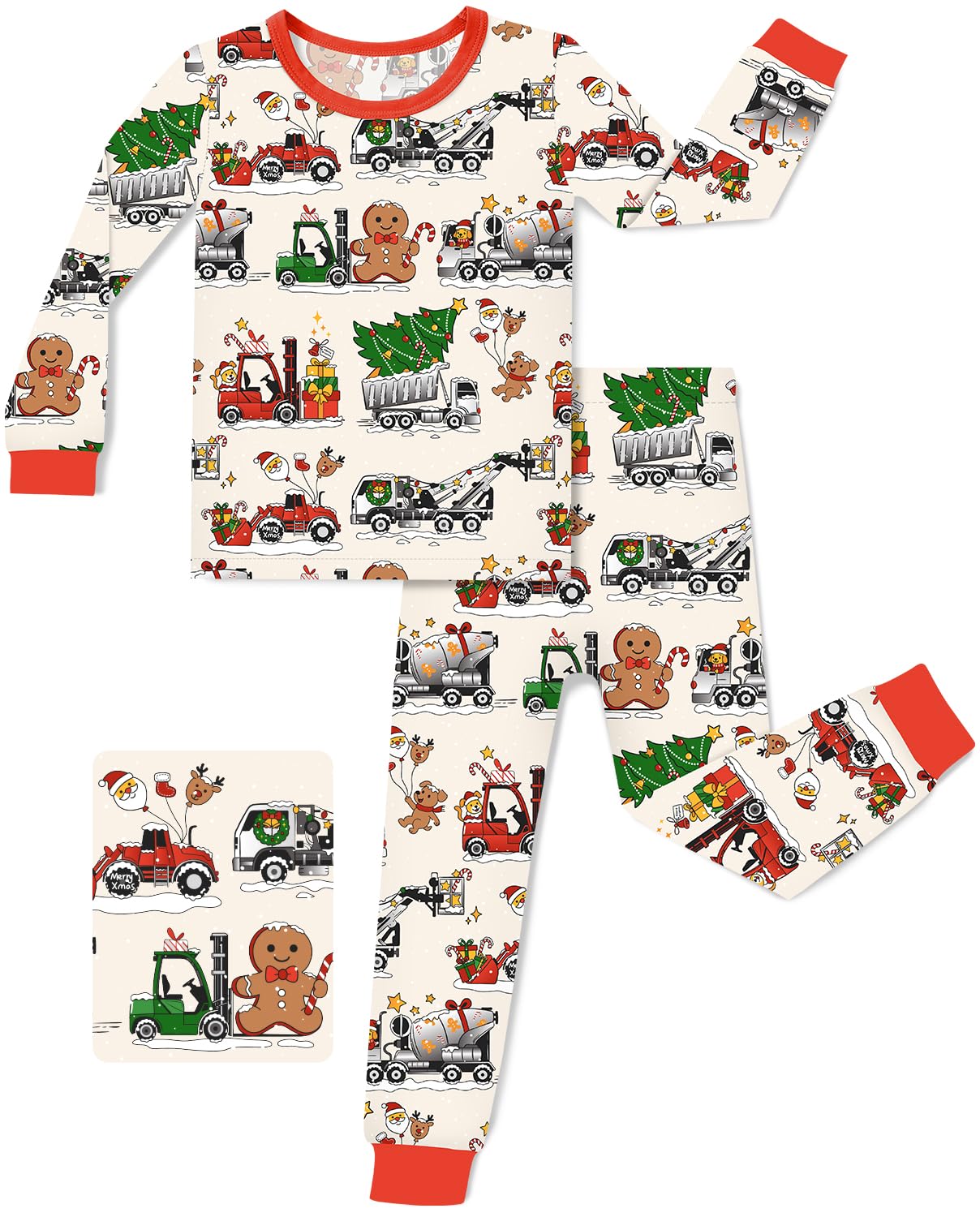 Bamboo Viscose Toddler Christmas Pajamas Boys Girls Kids Baby 2pcs Long-Sleeve Pyjamas Set 3-4T Snug fit Sleepwear Pjs