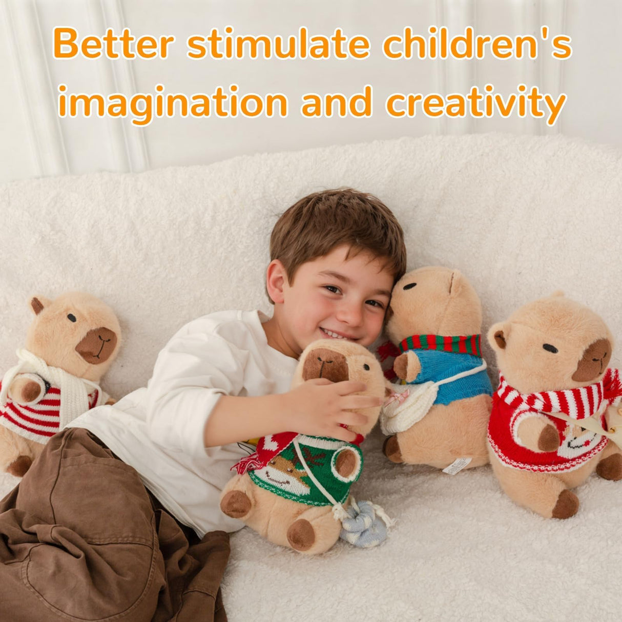 WAKSUN Capybara Plush with 10 Pcs Clothes & Accessories,Christmas Stuffed Animals, 10.2 in Cute Capybara Plush Toys,Birthday Gifts&Dress Up Cute Plushies for Boys/Girls (Daily)