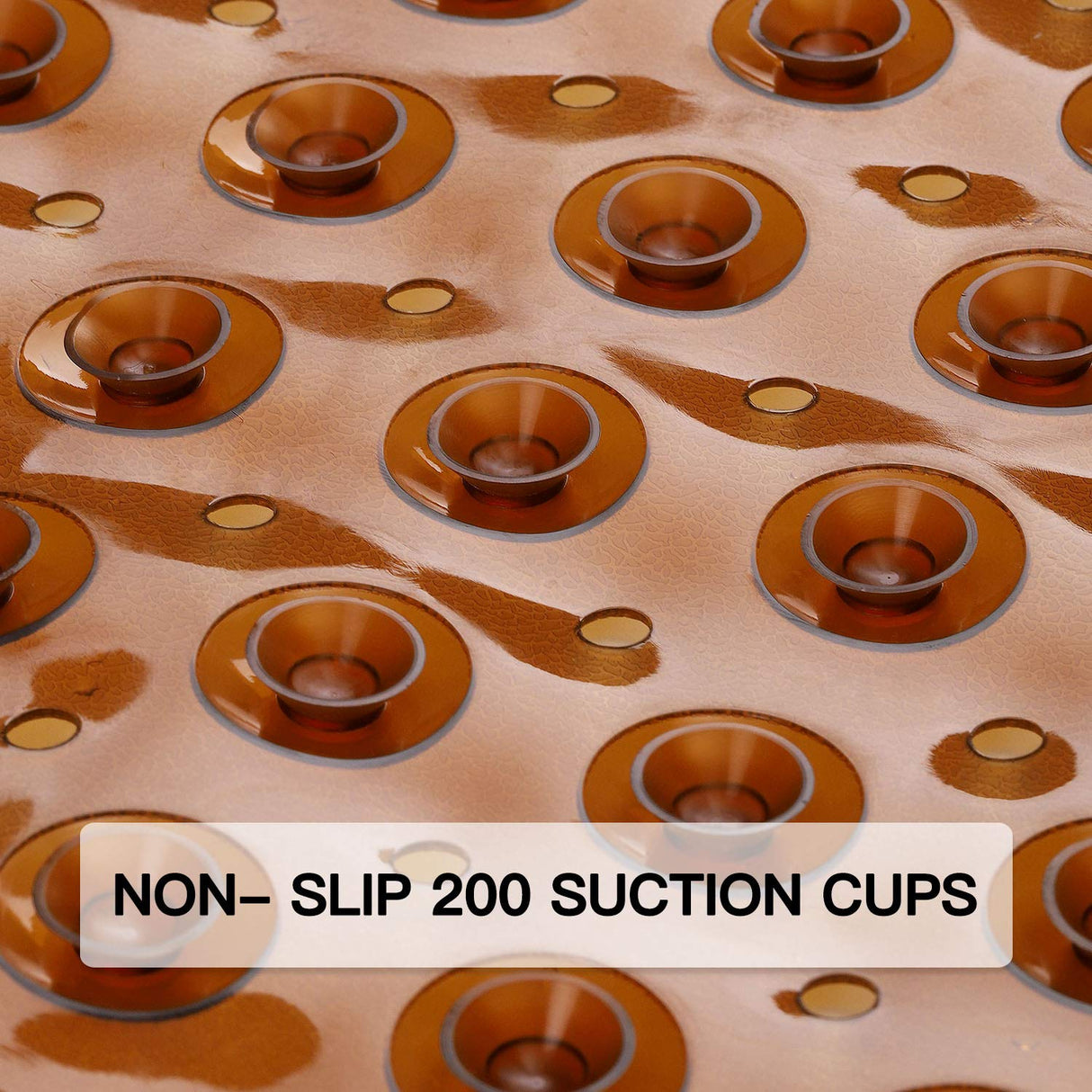 YINENN Bath and Shower Safety Mats 40x16 inch, Non Slip with Suction Cups for Bathroom Stall and Tub Floor, Extra Large and Machine Washable, Drain Holes Keep Bathtub Clean, Brown