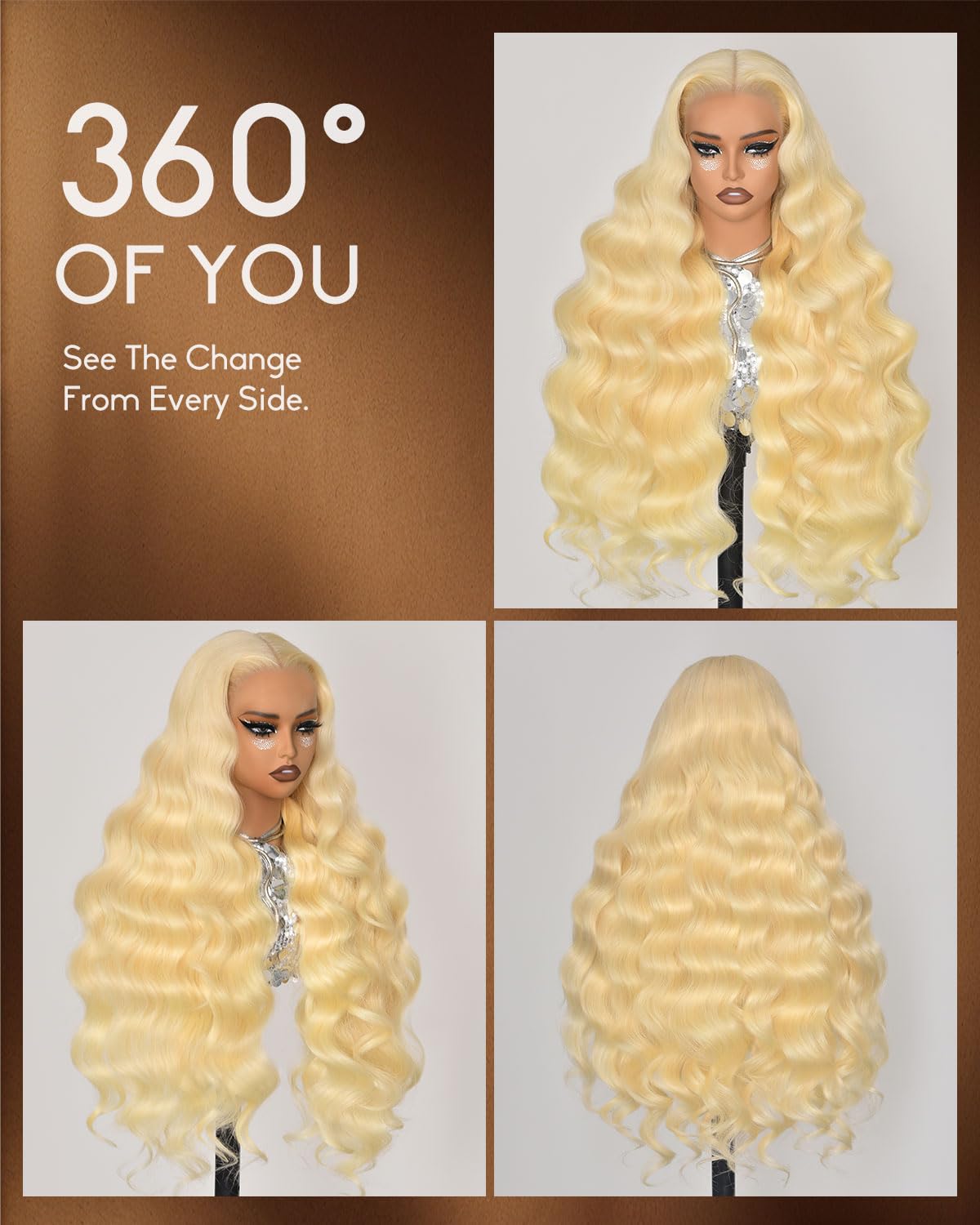 HUG MEET 30 Inch 613 13x6 Lace Front Wig Human Hair 200 Density 613 Lace Front Wig Human Hair Body Wave Blonde Wig Pre Plucked With Baby Hair(30 Inch)