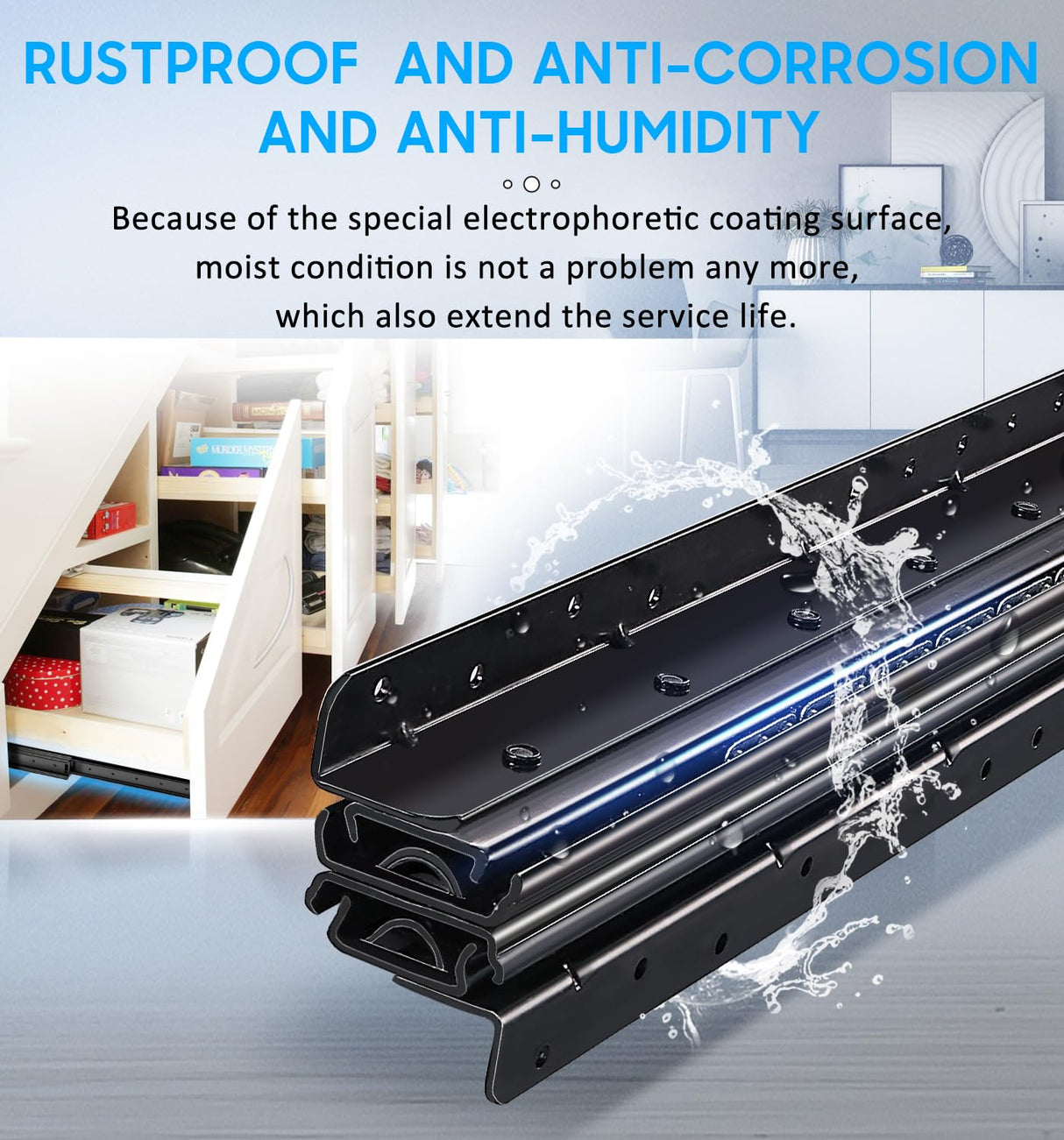 REGUDA Undermount Heavy Duty Drawer Slides Rail Bottom Mounted Full Extension Hidden Drawer Runners Ball Bearing Glides Staircase Cupboard Cabinet Wardrobe 16 24 32 40 Inch (loads up to 260 lbs)1 Pair