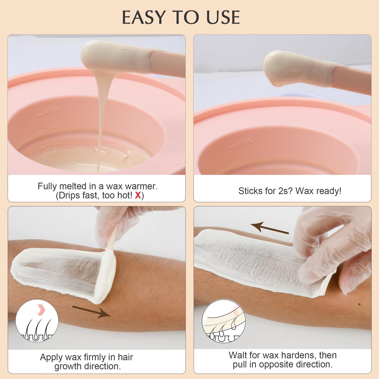 KOTAMU Waxing Kit-Professional Wax Warmer for Women& Men Hair Removal,Black Waxing Machine With Silicone Pot, Sensitive Skin Friendly Body Wax Kit Ideal for Face Bikin Brazilian Leg Home Salon