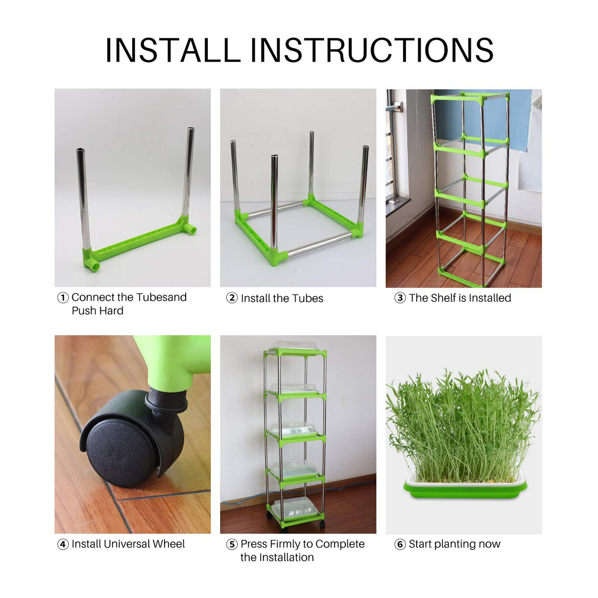 5 Layers Seed Starter Kit - Seed Sprouter Trays with Clear Lid & Stainless Steel Shelf, Soil-Free Germination Trays for Indoor/Outdoor Microgreens, Wheatgrass Mung Beans Cat Grass & Seedling Growing