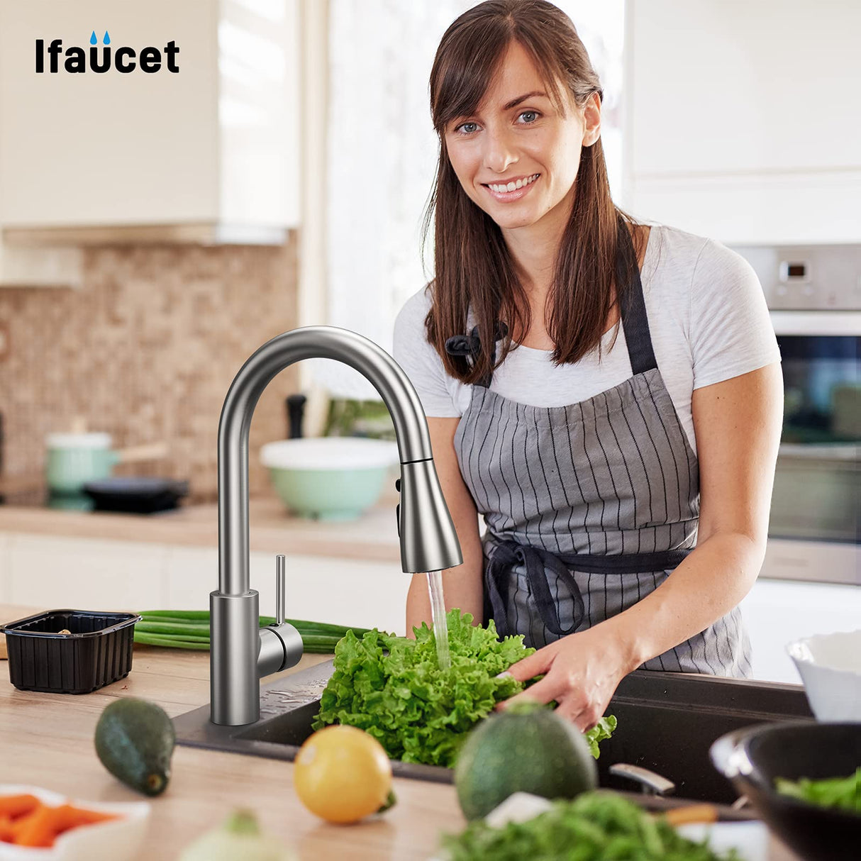 Kitchen Faucet Head Replacement 3 Modes with 17 Adapters, Pull Down Spray Head for Kitchen Faucet, Kitchen Sink Faucet Head G 1/2, Sprayer Head Replacement, Compatible with Moen,Delta, Kohler Faucets