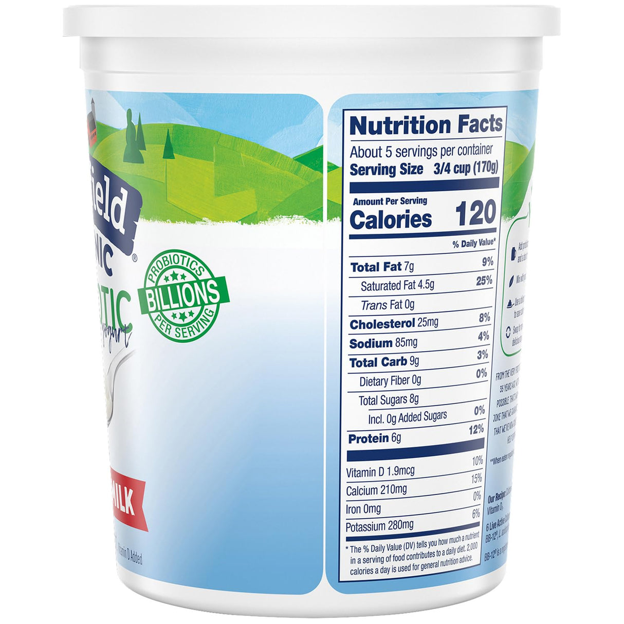 Stonyfield Organic Whole Milk Probiotic Yogurt, Plain, 32 oz. – Immunity & Digestive Health