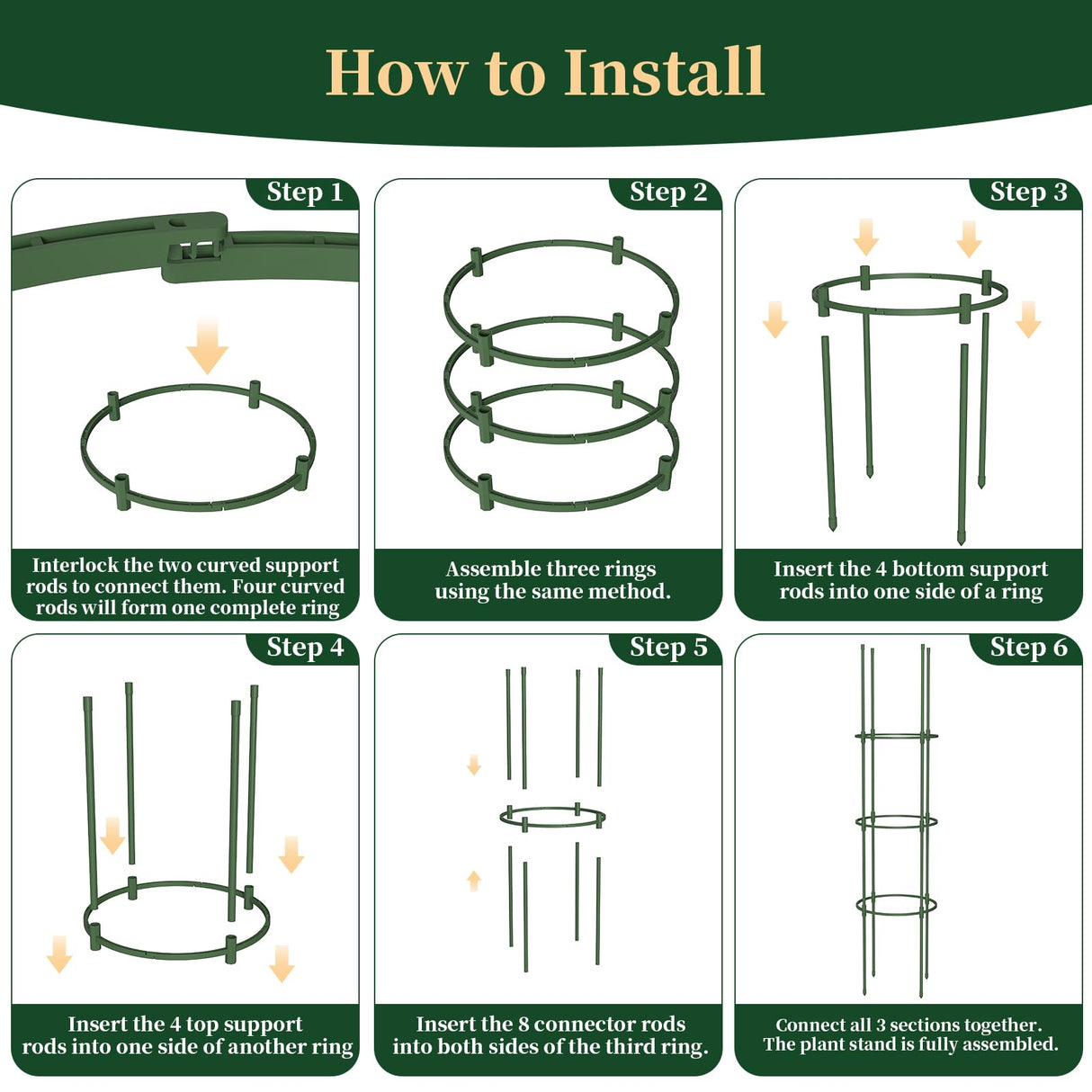 4 Pack Tomato Cages for Garden, 49" Tall Adjustable Heavy Duty Rust Resistant Tomato Trellis, with Upgraded Coupler for Raised Beds & Pots, Plant Stakes and Supports for Climbing Vegetables, Flowers