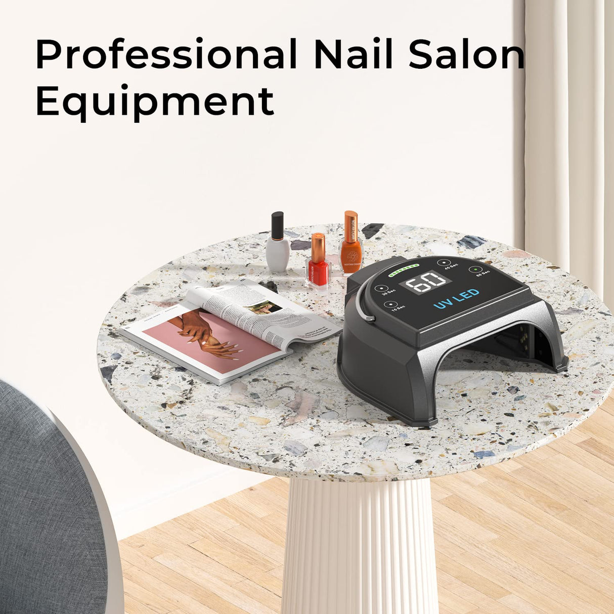 Gelpal 80W Professional Cordless UV LED Nail Lamp, UV Lights for Nails with 45 Beads and Rechargeable Battery, Portable LED Gel Nail Curing Dryer, Nail Polish Machine for Salon or Home, Black