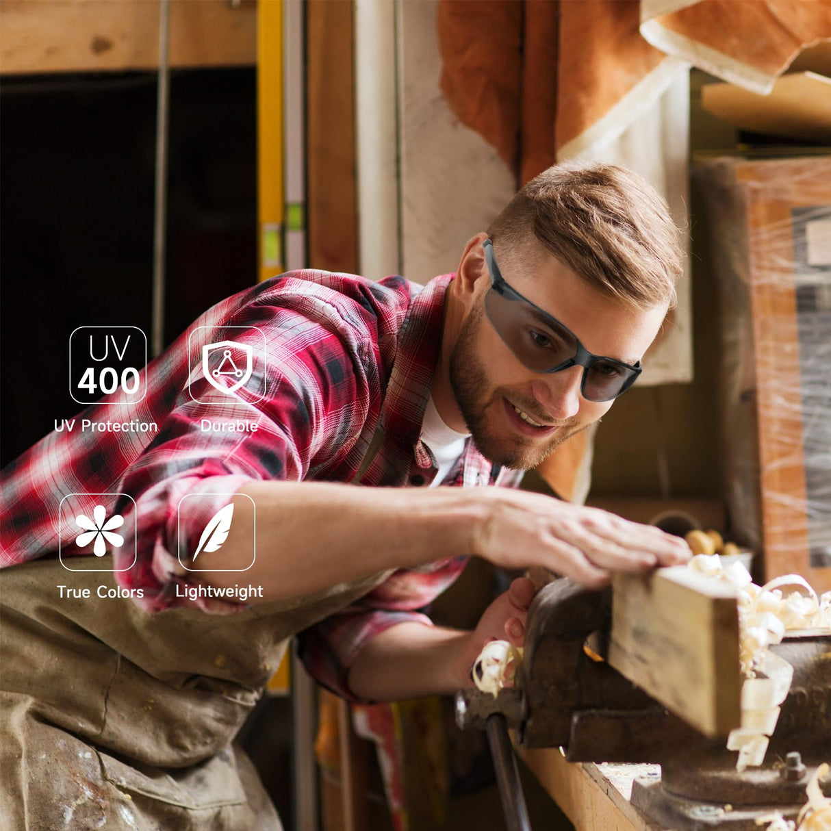 Salfboy Clear Safety Glasses Bulk of 10 ANSI Z87.1 Protective Eyewear Scratch-Resistant for Work, Lab, Construction