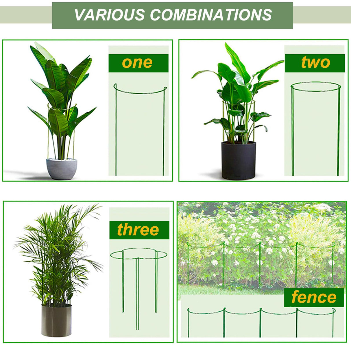 12 Pack Plant Support Stake Peony Cages, 16 Inch Peony Supports for Outdoor Plants, with 15 Pcs Plant Labels, 20 Pcs Plant Clips, 7ft Plant Ties