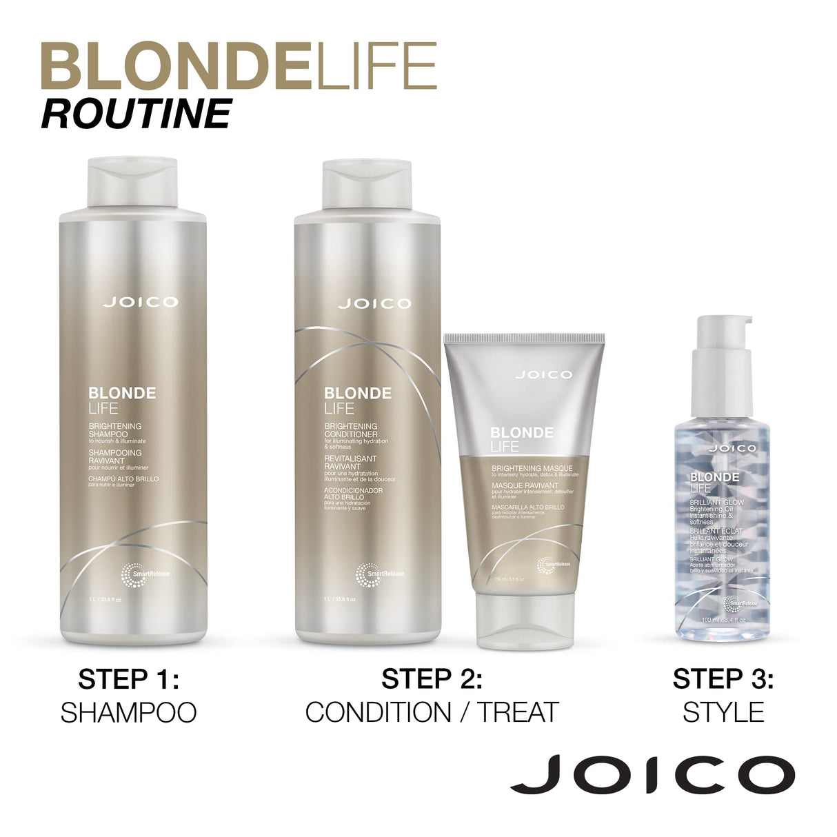 Joico Blonde Life Brightening Shampoo and Conditioner Set, 33.8-Ounce