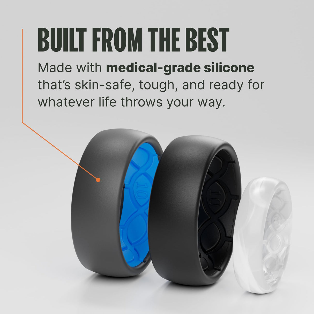 Groove Life Silicone Ring for Men, Rubber Wedding Band, Edge Black/Red 11